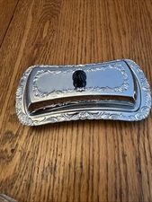 covered butter dish Ornate Glass Insert Included Floral Cottage Core Silverplate