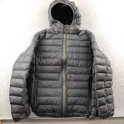 Saks Fifth Avenue Down Jacket Hooded Full Zip Women's Medium Gray Packable