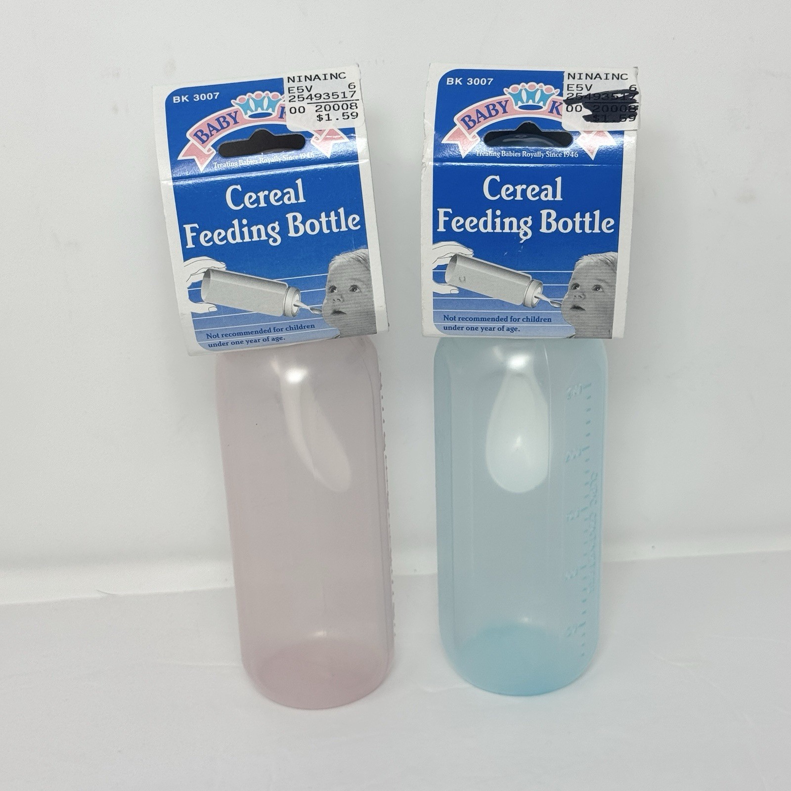 Baby King New, Vintage 8oz Cereal Bottle Baby Food Feeder x 2