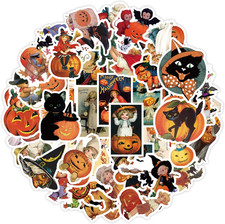 Vintage Halloween Vinyl Stickers - 55PCS Retro Halloween Party Favor