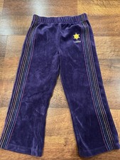Vintage OshKosh Velour Purple Sweatpants Size 3T Rainbow Stitching Wide Leg 90's