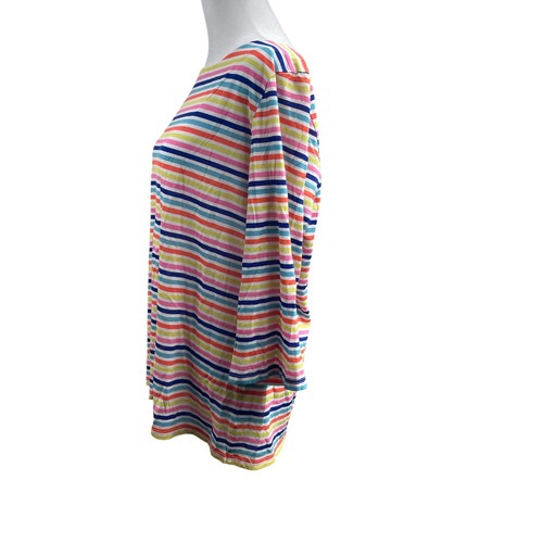 Lilly Pulitzer Waverly Stripe 100% Pima Cotton Top Sz L Rainbow Resort Beach - Picture 4 of 8