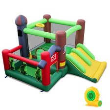 Kids Inflatable Castle with Slides Basketball Ring 680W Blower Ball Pit Games