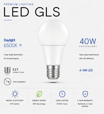 E27 GLS LED Light Bulbs 4-6W 40W Equivalent Daylight 6500K ES Edison Screw