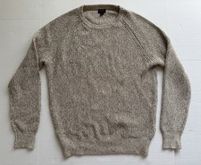J Crew Cotton Knit Ribbed Crewneck Sweater Marled M Raglan Fisherman Men  s
