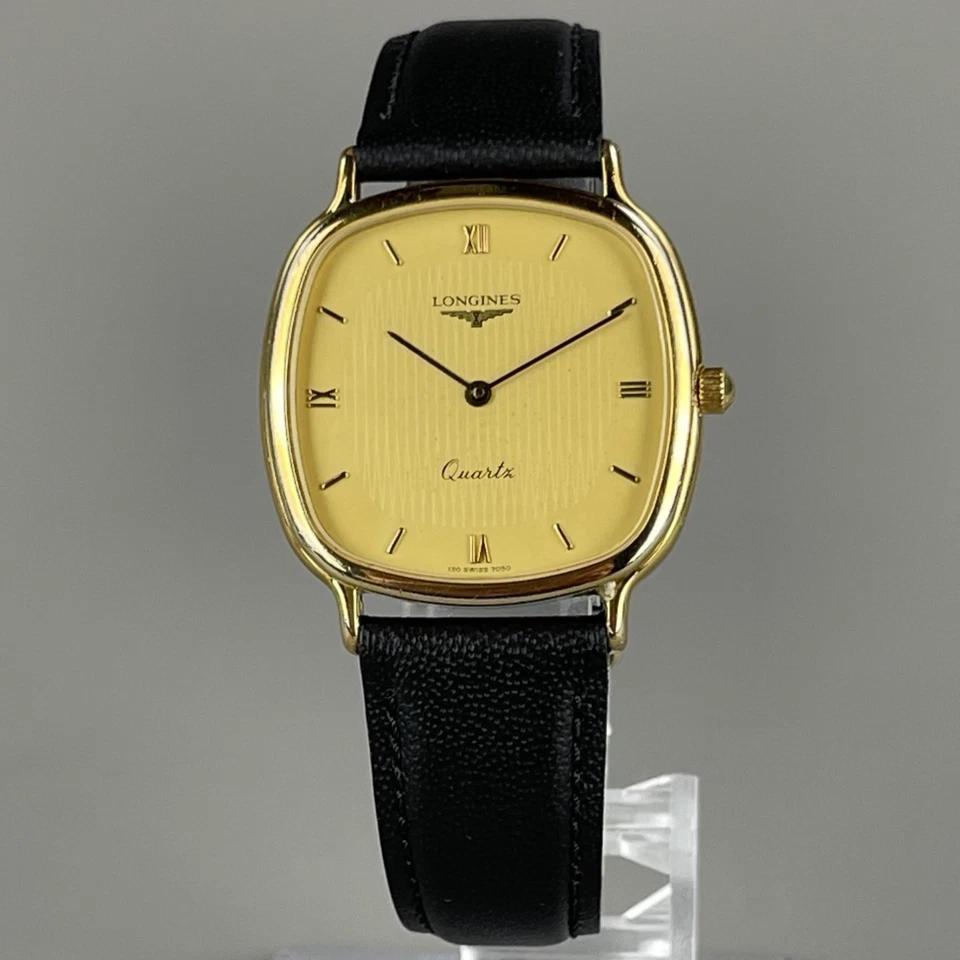 LONGINES Vintage Mans Watch Quartz 7050.3.150 New Leather Band New Battery - image 2 of 4