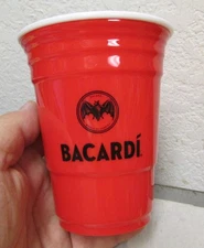 Hard Plastic solo cup style Bacardi bar glass cup, nice man cave item, 5x4 inch