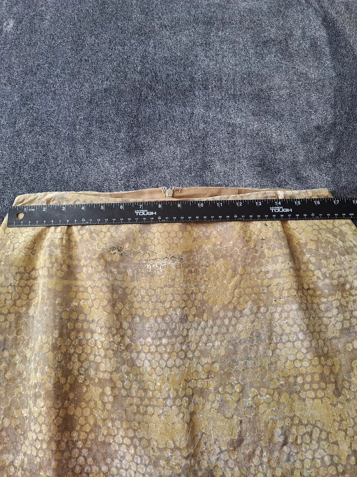 Falda midi recta mezcla seda Ann Klein para mujer 14 verde estampado serpiente dinero antiguo Foto 4 de 4