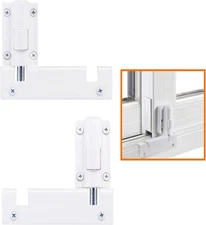 Patio Sliding Door Security Foot Lock Kick Lock, Fits on Top 2 Set, White 