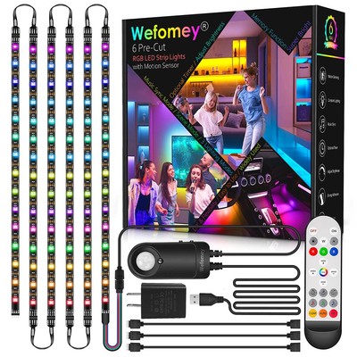 Rgb Under Cabinet Lights With Motion Sensor, 6 Pre-cut Led Strip Light