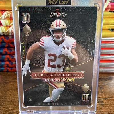 Wild Card Card Draw Black Tie Christian McCaffrey Black Mojo 10 of Spades 1/1
