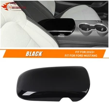 Black Center Armrest Storage Lid Box Pad Cover For Ford Mustang 15+ Accessories