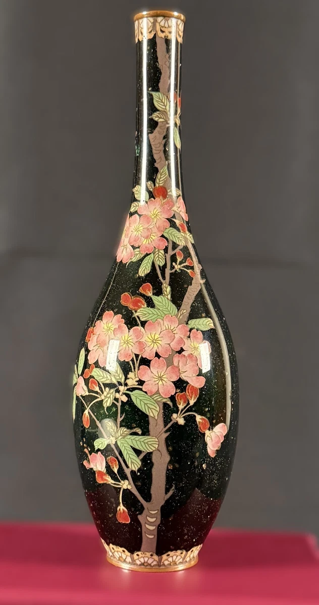 黑色古董原始景泰蓝日本古董花瓶| eBay