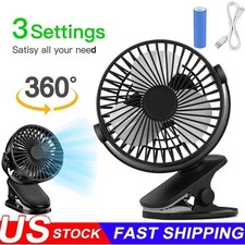 3 Speeds USB Rechargeable Mini Cooling Fan Clip On Desk Baby Stroller Portable