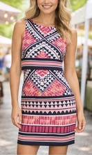 Vince Camuto Sleeveless Stretch Knit Geometric Sheath Dress Size 2