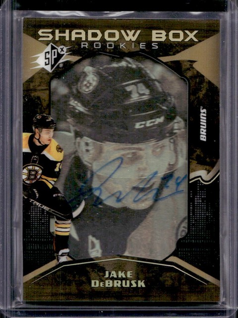Jake DeBrusk 2017-18 SPx #32 Shadow Box Rookie Auto Gold /18