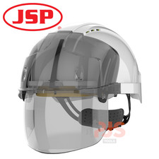 JSP EVO vistashield white smoke safety helmet with integrated faceshield visor