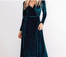 NEW With Tags BALTIC BORN  Emerald Green Dress 2xl LONG SLEEVE TIE WAIST