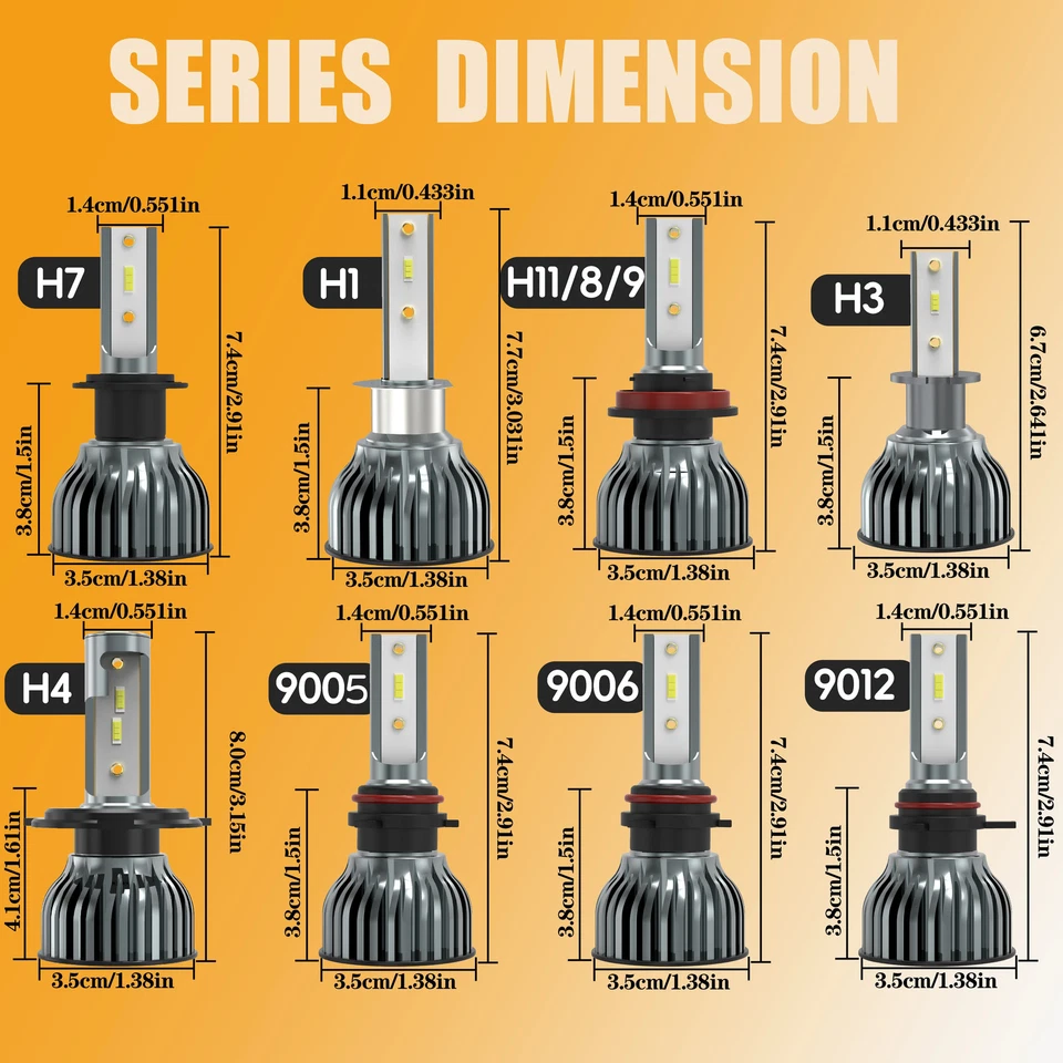 26000lm 160W 3000k/4300k/6000k/8000k Car LED Headlight H4 H7 H1 9005 H7 H11 New - Image 4 of 4