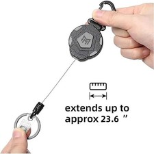31 Inch Retractable Keychain Steel Cable Badge Holder Reel Carabiner Clip