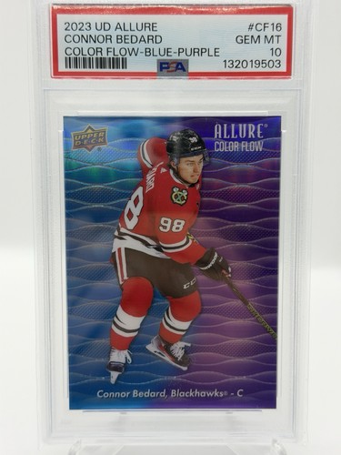 2023-24 Upper Deck Allure #CF16 Connor Bedard Color Flow Blue Purple PSA 10 RC