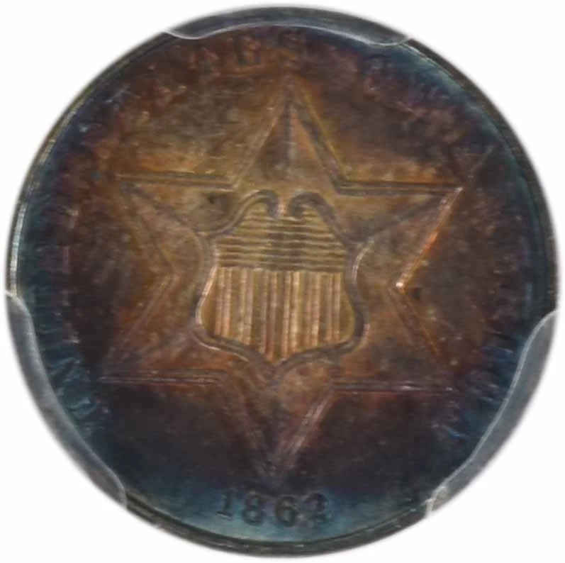 1862 Three Cent Silver MS64 PCGS - Image 3 of 4