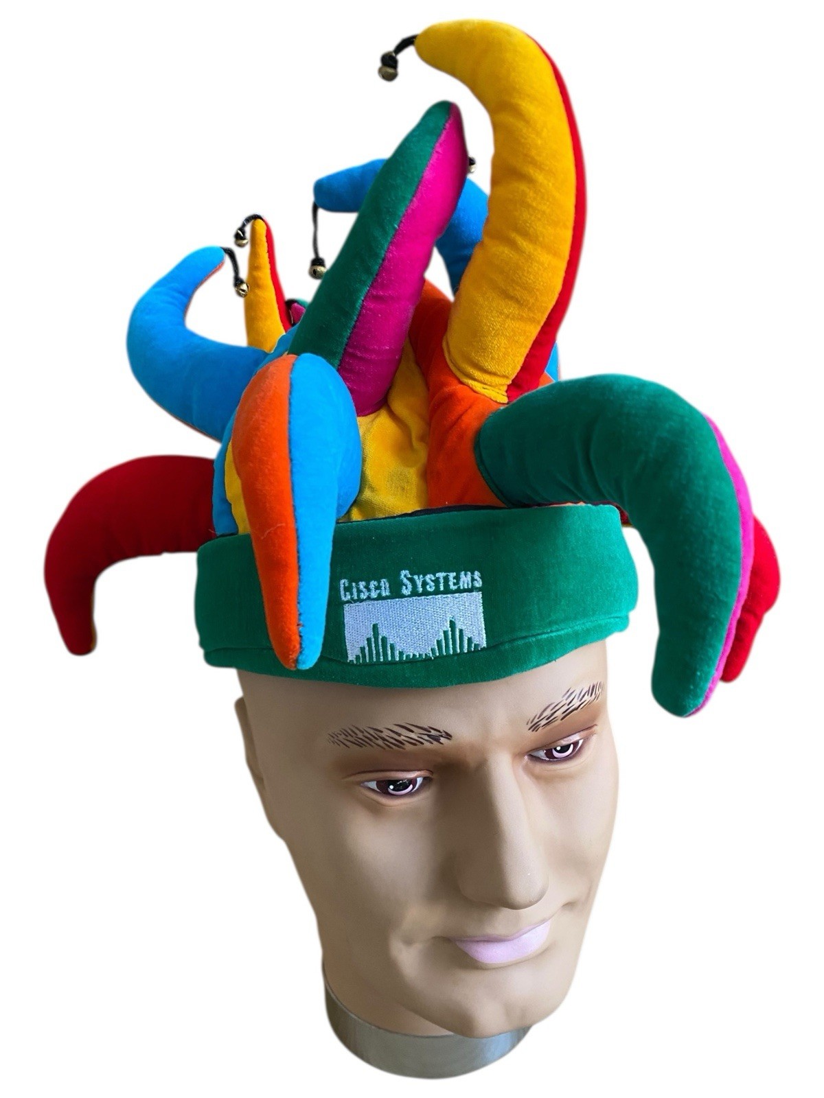 Cisco Systems Jester Employee Event Hat Bells Horns Velvet Tech Memorabilia Vtg