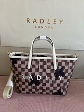 Image of Brand New Radley Southwell Gardens Check - Multiway Tote Bag - stone