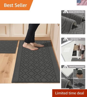 48x20 Inch/30X20 Inch Kitchen Rug Mats Made of 100% Polypropylene 2 Pieces So...