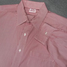 VTG Brooks Brothers Dress Shirt Mens 16 -5 L Red Striped Long Sleeve Button Up