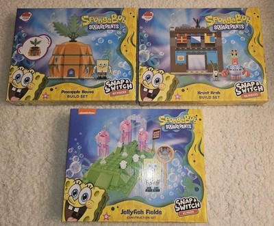 LOT 3 Snap & Switch SpongeBob Squarepants Construction Set Nickelodeon Build Kit