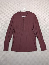 Lululemon Shift Stitch Henley Shirt Men's XL Maroon Waffle Knit Thermal LS