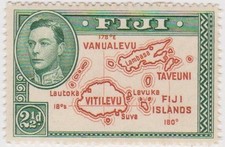 (F22) Fiji1938 2d Brown &Green DieII mint Toning ow254