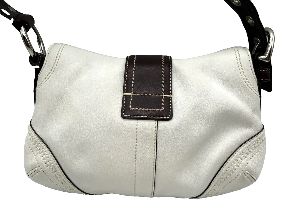 Bolso de mano Coach Mini Soho vintage de cuero blanco para mujer Y2K Foto 3 de 4