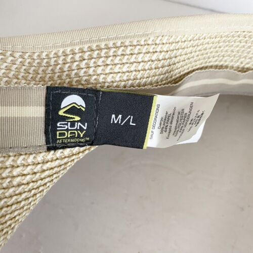 Sunday AFTERNOONS M/L Garden Visor Cream Tan Straw Sun Hat w BOW UPF 50+ NWT! - Picture 6 of 19