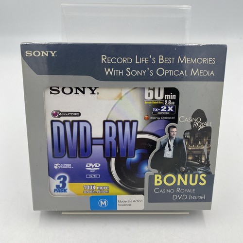 3 X Sony DVD-RW 60min 2.8GB Brand New Sealed For Video Cameras