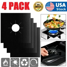 4pcs Stove Burner Cover Kitchen Reusable Heat-resistant Non-stick Burner Lining