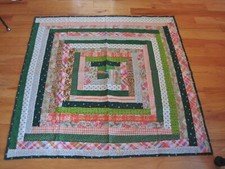 PATCHWORK Cotton QUILT Throw Wall Hanging 51x51" Cabin Geometric