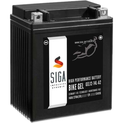 SIGA BIKE GEL Motorrad Batterie YB14L-A2 - 14Ah 12V 270A/EN GEL12-14L-A2, 51411