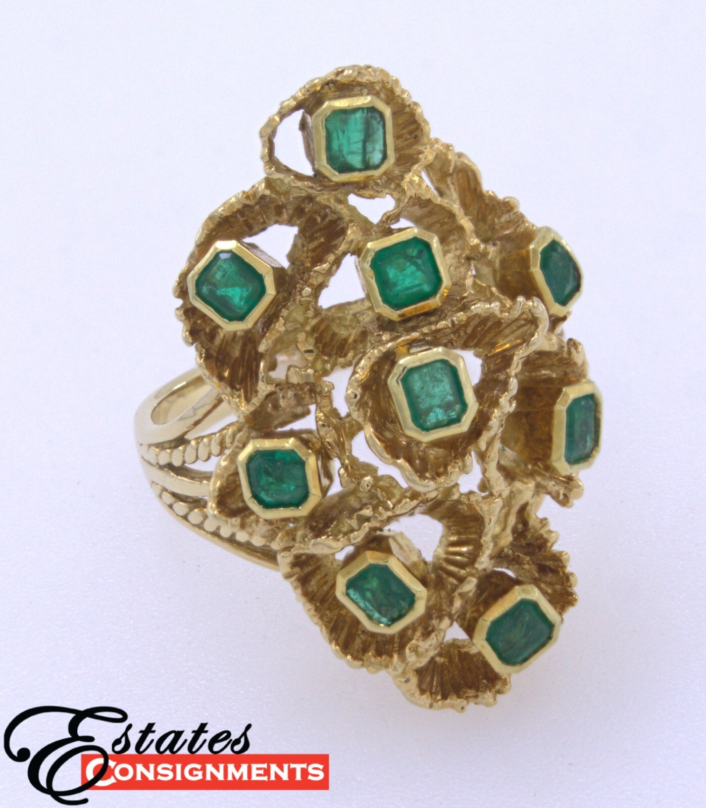 Emerald, Yellow Gold Ring - image 1