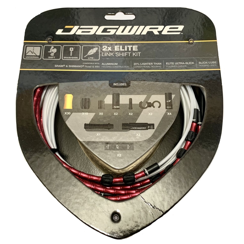 Jagwire 2x Elite Link Ultra-Slick Shift Cable Kit Red+Shimano End