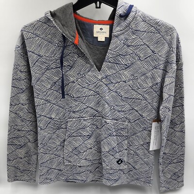 Sperry Women's Easy Going Popover Hoodie Size S NWT Dotted Line Wave pattern