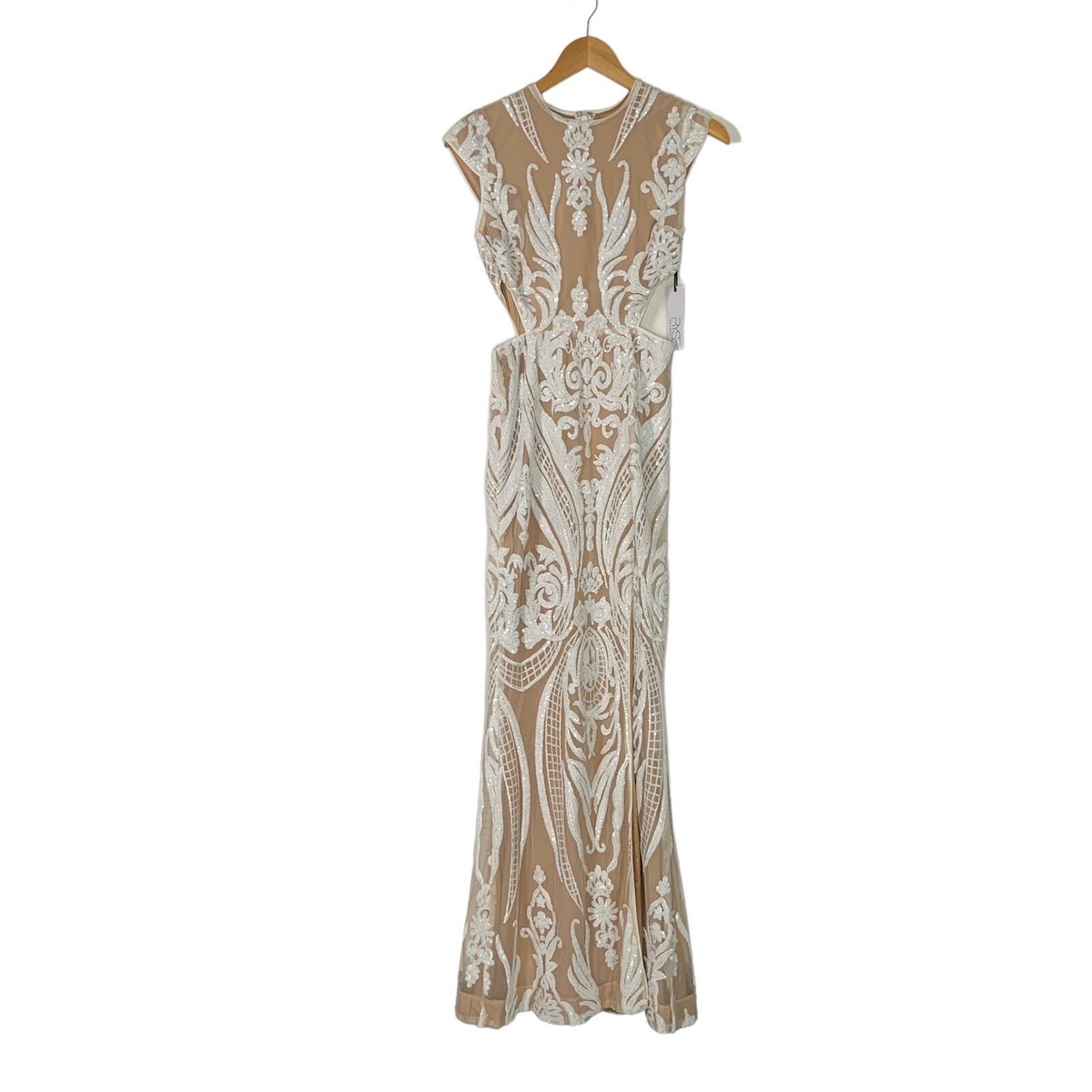 white sequin cutout dress Short White Sequin Homecoming Dress with Sheer Sides White / 0