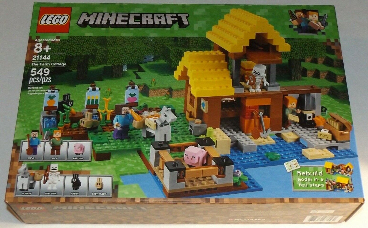 LEGO 21144 The Farm Cottage Minecraft Steve Alex skeleton house pig rabbit