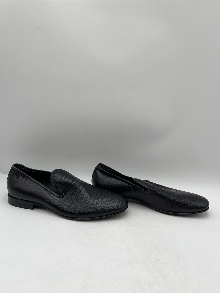 Jo Ghost Black Lizard Print Leather Round Toe Slip On  display picture 1