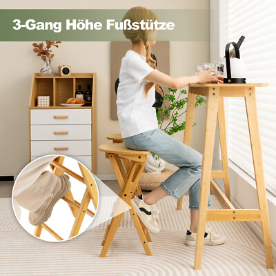 Essgruppe Sitzgruppe Bartisch Set Stehtisch Bambus mit 2 Sthlen klappbar |  eBay.de