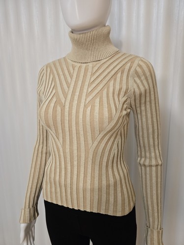 New DKNY Women's Ivory Printed Turtleneck Ribbed Long-Sleeve Sweater Size S. - Picture 16 of 24