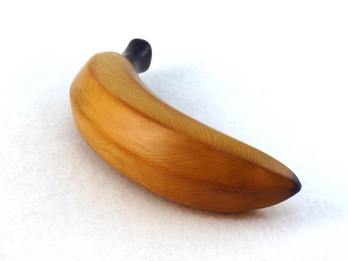 Wooden Fruit Carved Banana Sculpture Huon Pine Turned Timber Collectable - Picture 4 of 11