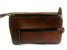 Vintage Soft Leather Travel Toiletry Bag Shaving Dopp Kit Men Shaving Case
