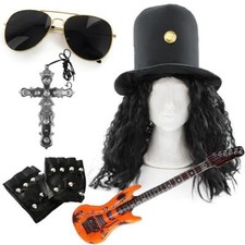 ADULTS SLASH 1980 GUITARIST COSTUME 1990 ROCK MUSIC ICON FANCY DRESS ACCESSORIES